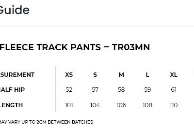 size guide pants size guide pants